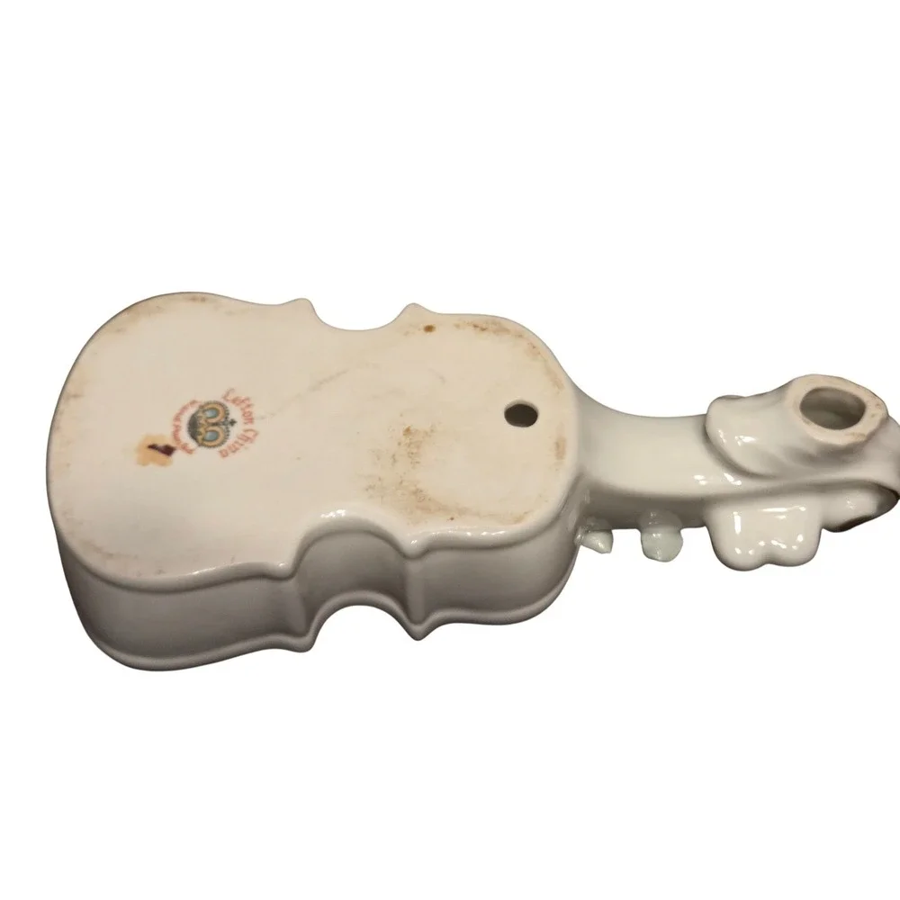 Lefton China Violin Trinket‎  Ivory Pink Gold Floral Vintage Rose